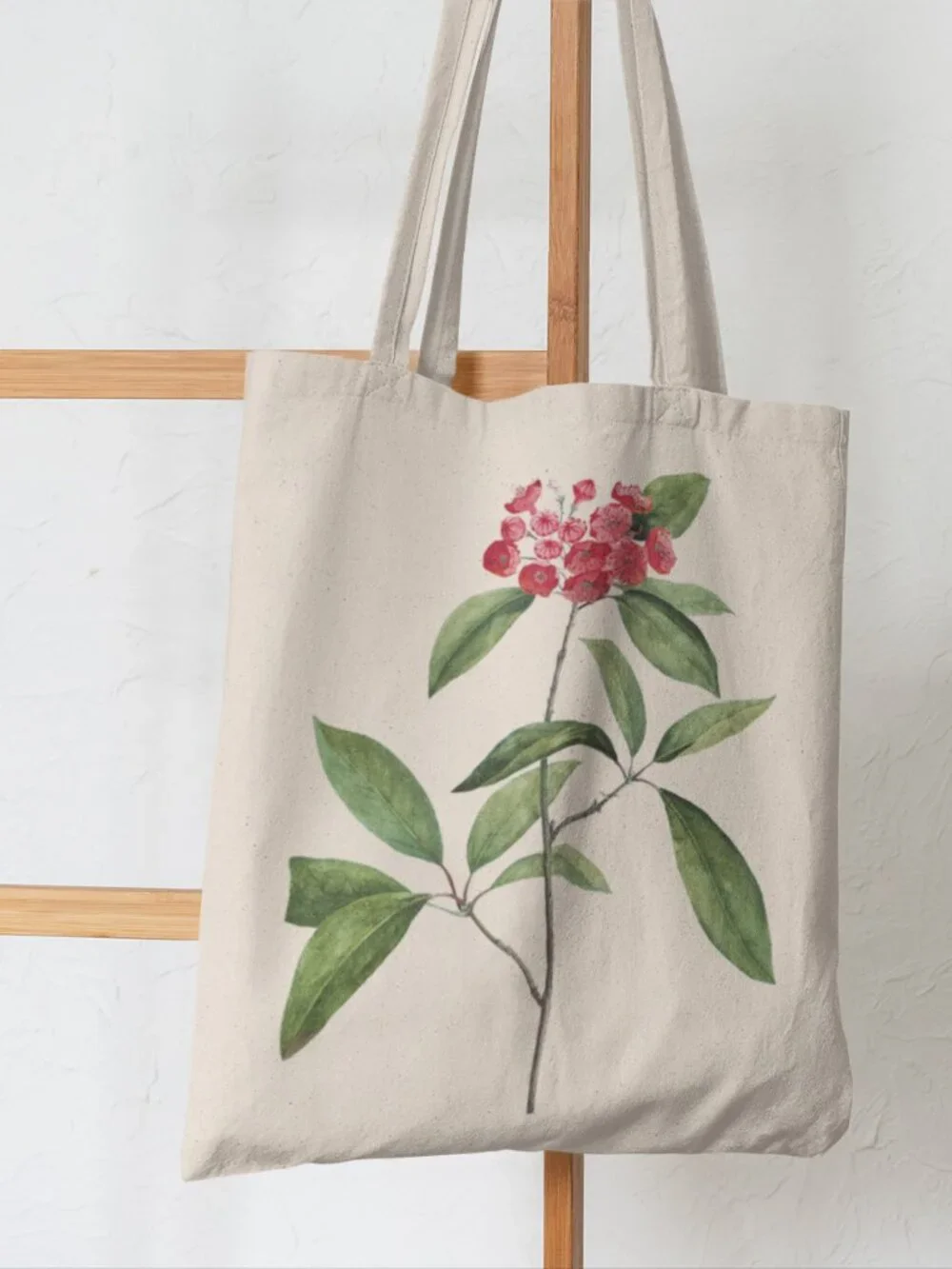 Mountain Laurel Vintage Floral Print Graphic Canvas Tote Bag